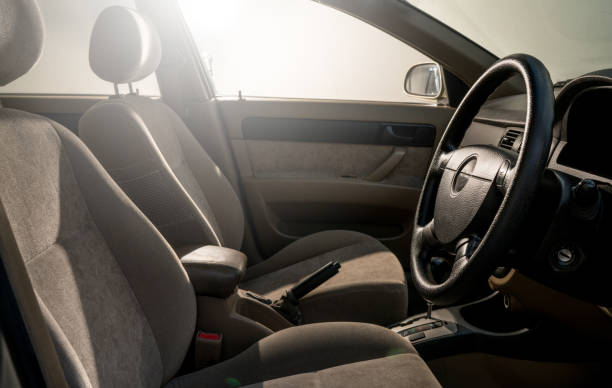 istock Clean console modern car, black indoor design, copy space. 877304454