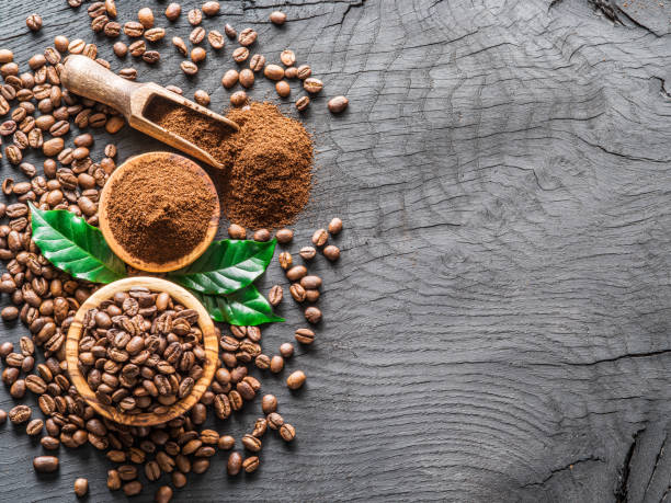 istock Roasted coffee beans  and ground coffee. 877307730