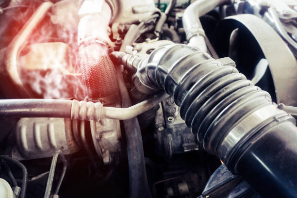 Overheated car engine - Photographic Effects stock photo