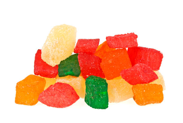 istock Group of candied fruit on a white background 877317080