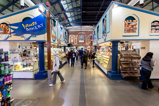 Toronto, Canada - Oct 13, 2017: Bakery inside of the historic St Lawrence Market in Toronto. Province of Ontario, Canada