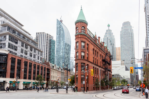 Gooderham Building in Toronto, Canada Toronto, Canada - Oct 13, 2017: Historic Gooderham Building (also known as flatiron building) in the city of Toronto. Province of Ontario, Canada flatiron building toronto stock pictures, royalty-free photos & images