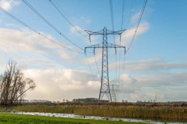istock High voltage pylons and cables in a Dutch polder landscape 877324776
