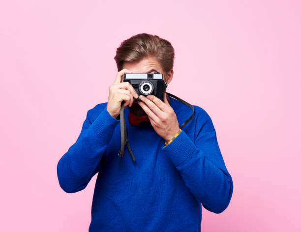 istock Front view of photographer at studio shot 877326028