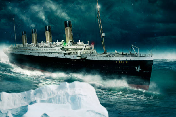 Titanic on the ride over the Atlantic stock photo