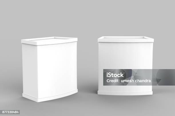 White Blank Advertising Pos Poi Pvc Promotion Counter Booth Retail Trade Stand Isolated On The White Background Mock Up Template For Your Design 3d Illustration Stock Photo - Download Image Now