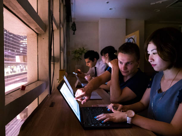 istock Working at night time outside the office. 877333426
