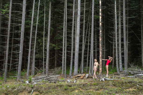 istock Ballet dancers posing outdoors 877343948