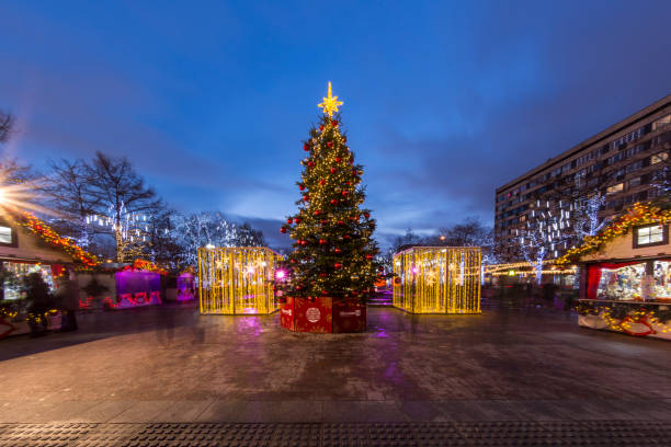 Christmas tree in the center Moscow. Russia stock photo
