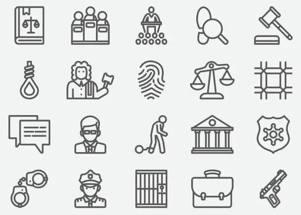 Vector illustration of Law and Justice Line Icons