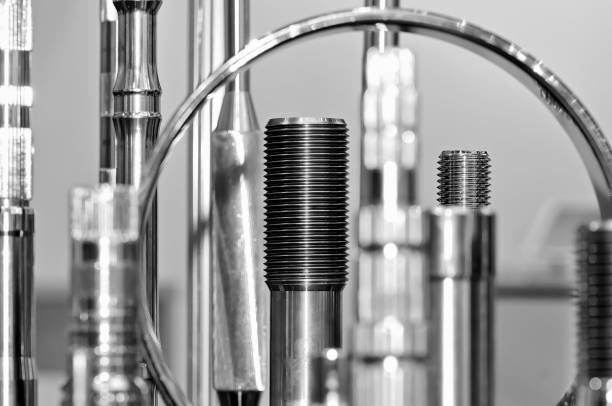 istock Metal shafts and metallic ring 877348512