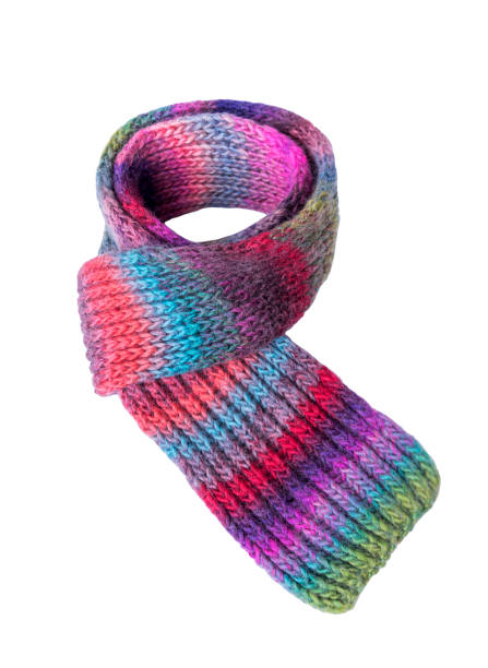 écharpe d’hiver multicolores. - knitting vertical striped textile photos et images de collection