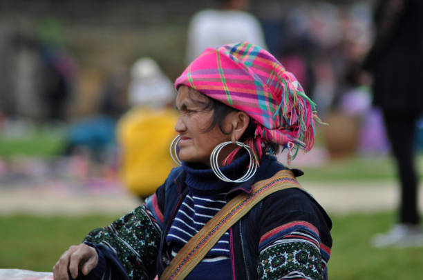 hmong frau (chinesische minderheit) in sapa, vietnam - 16331 stock-fotos und bilder