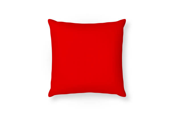 istock Canvas pillow mockup. Red blank cushion isolated background. Top view 877368580