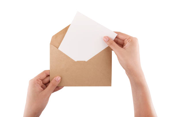 Brown envelope isolate on white background stock photo