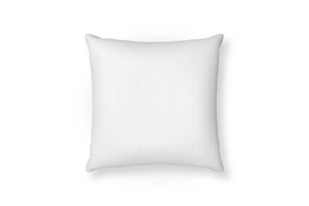 istock Canvas pillow mockup. White blank cushion isolated background. Top view 877371274