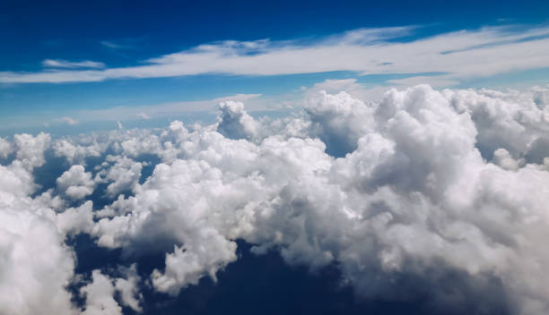 istock Beautiful group of cloud with blue sky in horizontal view 877373474