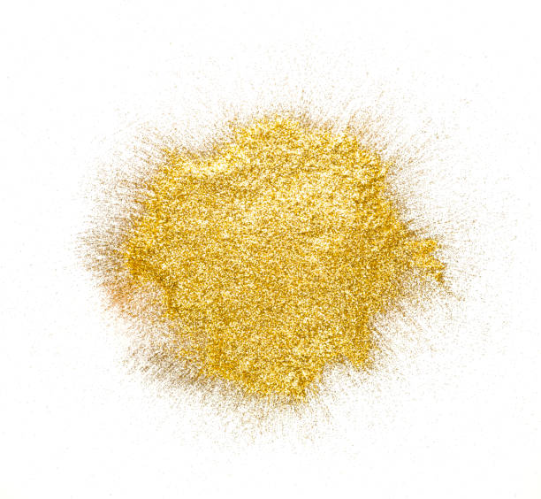 istock Golden glitter sand texture on white background 877374230