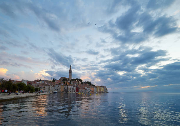 Rovinj. Beautiful romantic old town of Rovin during sunset,Istrian Peninsula,Croatia,Europe stock photo
