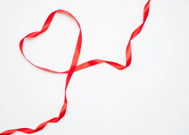 Red Ribbon Heart on white background Happy Valentines Day. Red Ribbon Heart on white background. Valentines Day concept seta stock pictures, royalty-free photos & images