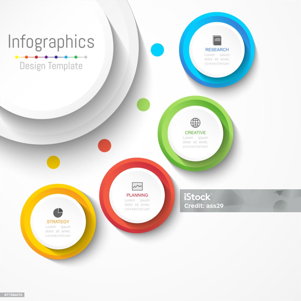 Infographic design elements for your business data with 4 options, parts, steps, timelines or processes. Circle round concept, Vector Illustration. 4-5 Years stock vector