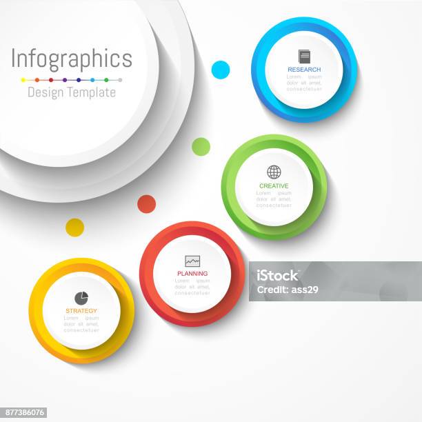 Infographic Design Elements For Your Business Data With 4 Options Parts Steps Timelines Or Processes Circle Round Concept Vector Illustration Stock Illustration - Download Image Now