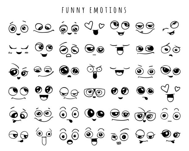 emocje. zestaw ścian doodle. uśmiech. - anthropomorphic stock illustrations