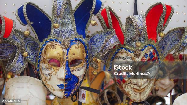 Colorful Carnival Masks On The Market In Venice Italy Masks Were Worn In Venice To Disguise The Wearer From Illicit Activitiesgambling Dancing Affairs Or Even Political Assignation Stock Photo - Download Image Now