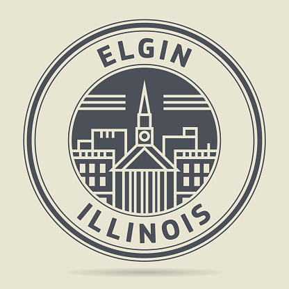Stamp or label with text Elgin, Illinois written inside, vector illustration