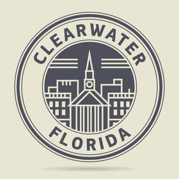 Stamp with text Clearwater, Florida Stamp or label with text Clearwater, Florida written inside, vector illustration clearwater florida stock illustrations