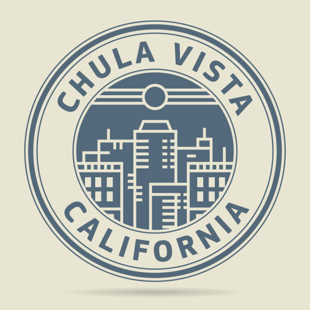 znaczek z tekstem chula vista, kalifornia - label travel san diego california california stock illustrations