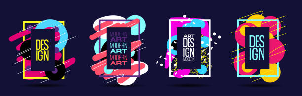 vector background in pop art style vector color abstract background in pop art style. modern art frame for text post modern. dynamic frame stylish geometric. element for design business cards, invitations, gift cards, flyers brochure posterior cruciate ligament stock illustrations