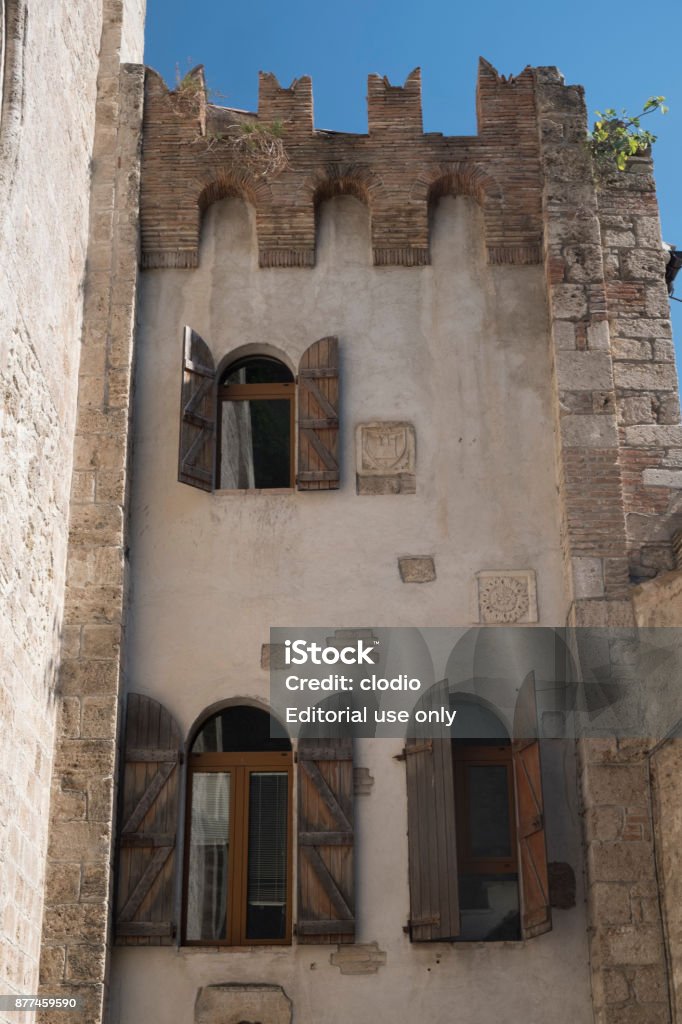 Civitella del Tronto (Teramo, Abruzzi, Italy) Civitella del Tronto, Italy - July 11, 2017: Civitella del Tronto (Teramo, Abruzzi, Italy), medieval town: facade of historic church Abruzzo Stock Photo