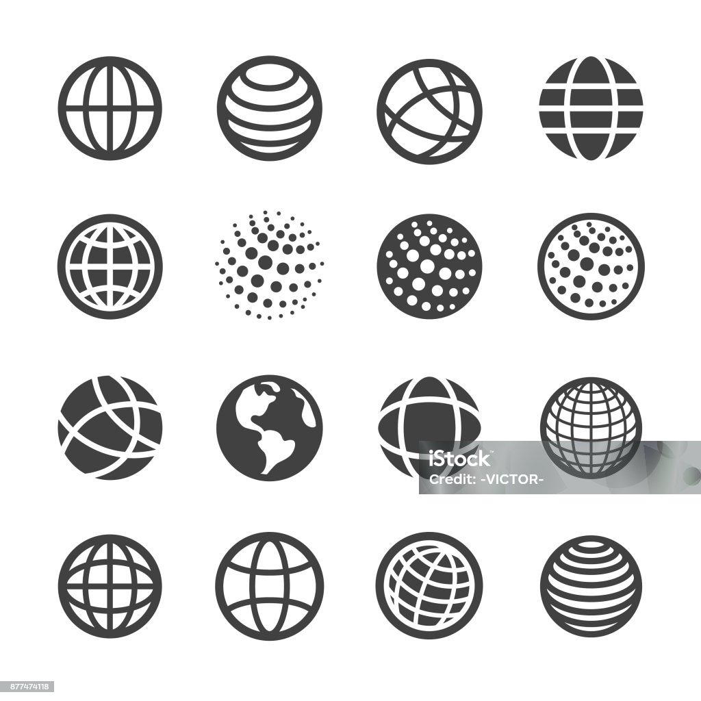 Globe and Communication Icons Set - Acme Series Globe, Globe Communication, Global Business, planet earth, Globe - Navigational Equipment stock vector