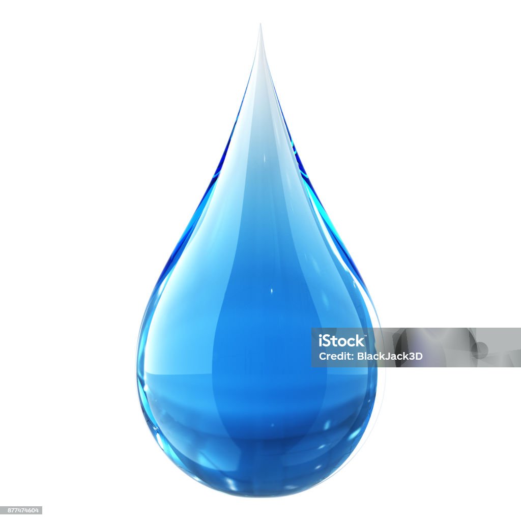 Water Drop Isolated on white background. 3D Render Drop Stock Photo