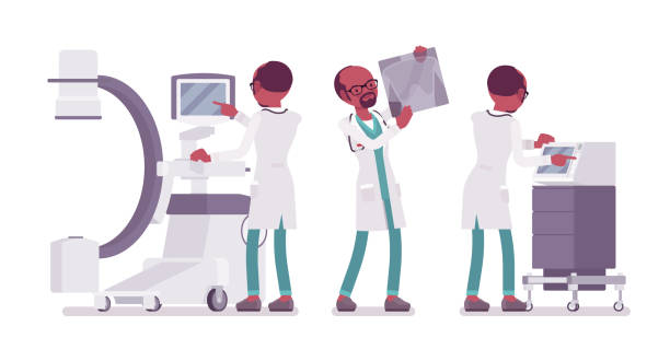 черный мужчина врач рентген - doctor vector radiologist characters stock illustrations