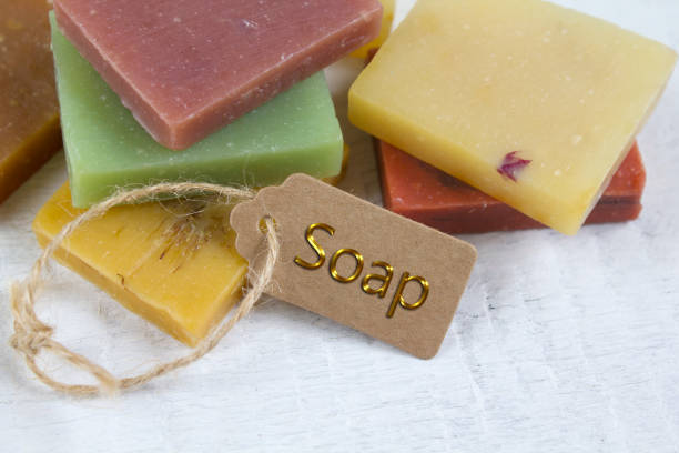 istock Colorful herbal soap with tag 877474830