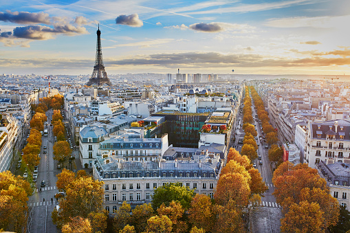 Vista aérea panorámica paisaje urbano de París, Francia photo