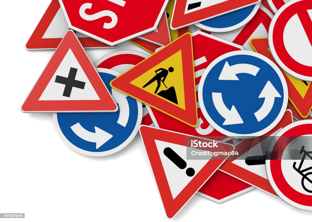 Señales de tráfico - 3D - Foto de stock de Aprender a conducir libre de derechos
