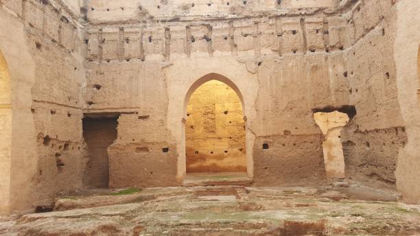 istock Old Wall and door in Badi Palace , Marrakech Morocco 877570102