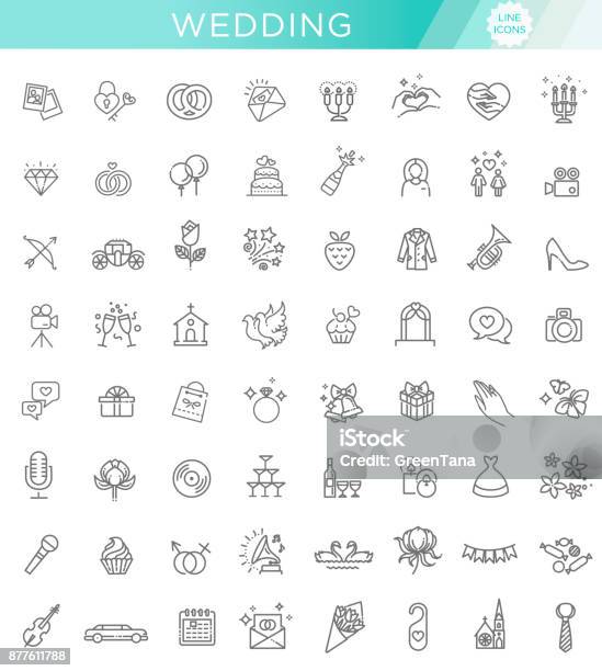 Outline Web Icon Set Wedding Stock Illustration - Download Image Now - Icon Symbol, Wedding, Symbol