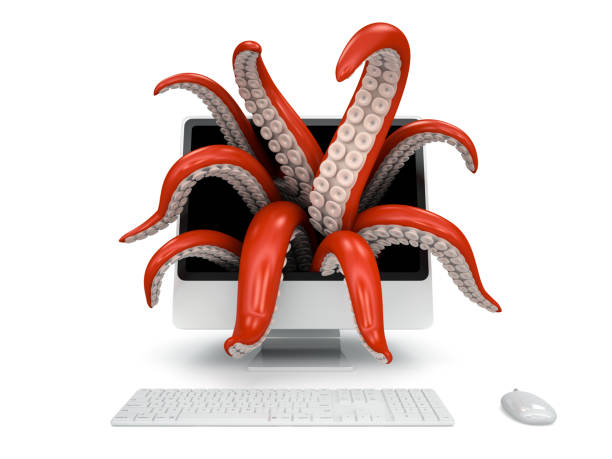 istock Tentacles getting out of the computer monitor 877617986