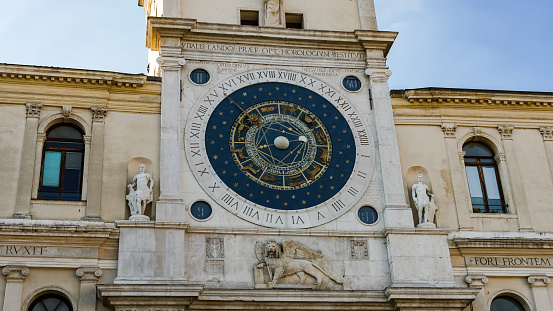 The Palazzo del Capitanio, in the Piazza dei Signori, and the Clock Tower, with the famous astronomic watch. Padua, Padova is a city and comune in Veneto, northern Italy