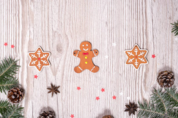 istock Christmas background on the wooden desk 877669502