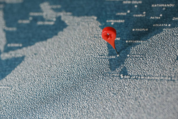 airplane fly on the blue painted map airplane fly on the blue painted felt map, india bengaluru map stock pictures, royalty-free photos & images
