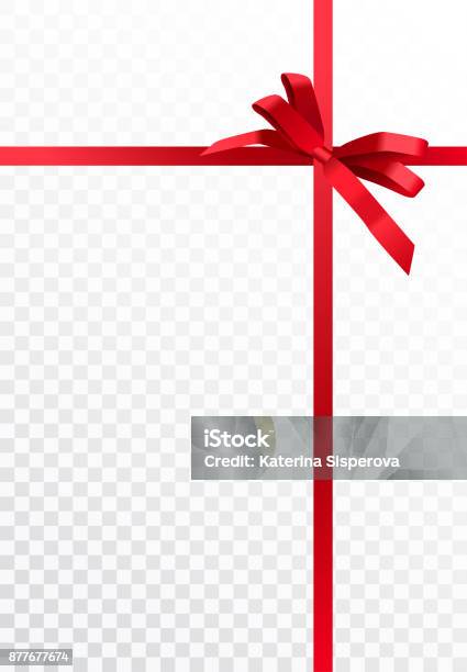 Set Of Four Vector Gift Wrapping Designs With Red Shiny Realistic Ribbons  Isolated On Transparent Background Stock Illustration - Download Image Now  - iStock
