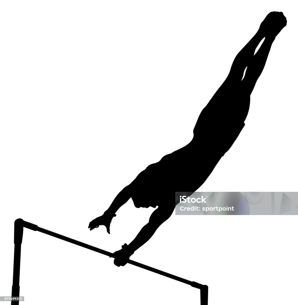ÐÑÐ½Ð¾Ð²Ð½ÑÐµ RGB black silhouette horizontal bar man gymnast in artistic gymnastics Gymnastics stock vector