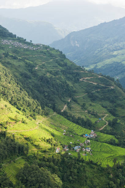 istock Agricultural fields with village in Annapurna area, Nepal. 877704190