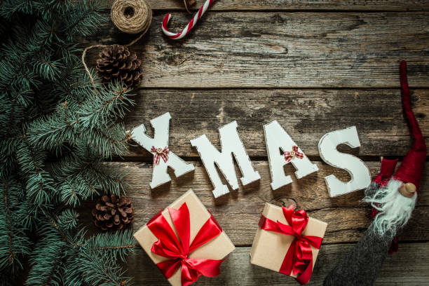 istock Christmas gifts, gift bag in christmas pattern 877704538