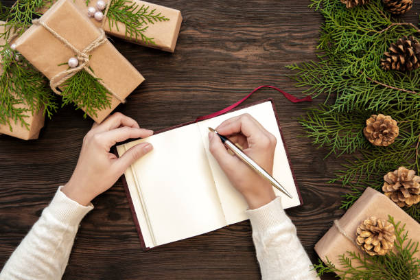 istock female hand writes Christmas letter 877714200